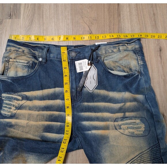NWT Road Narrows Size 34X34 Jeans  Moto Distressed Straight Leg Biker Streetwear - Picture 11 of 12